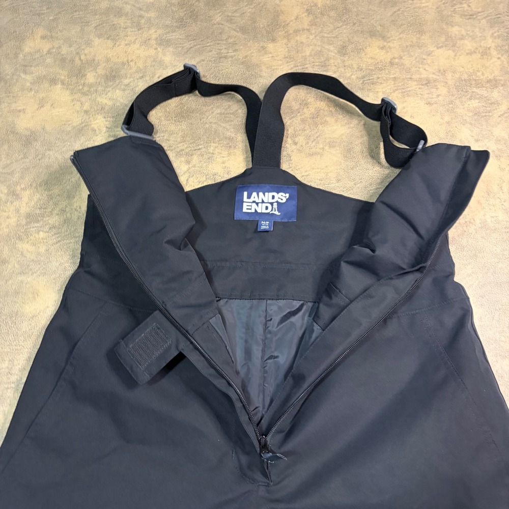Lands' End Snow Suit Women's M/P 10-12 Black Insulated Ski Overalls Bibs